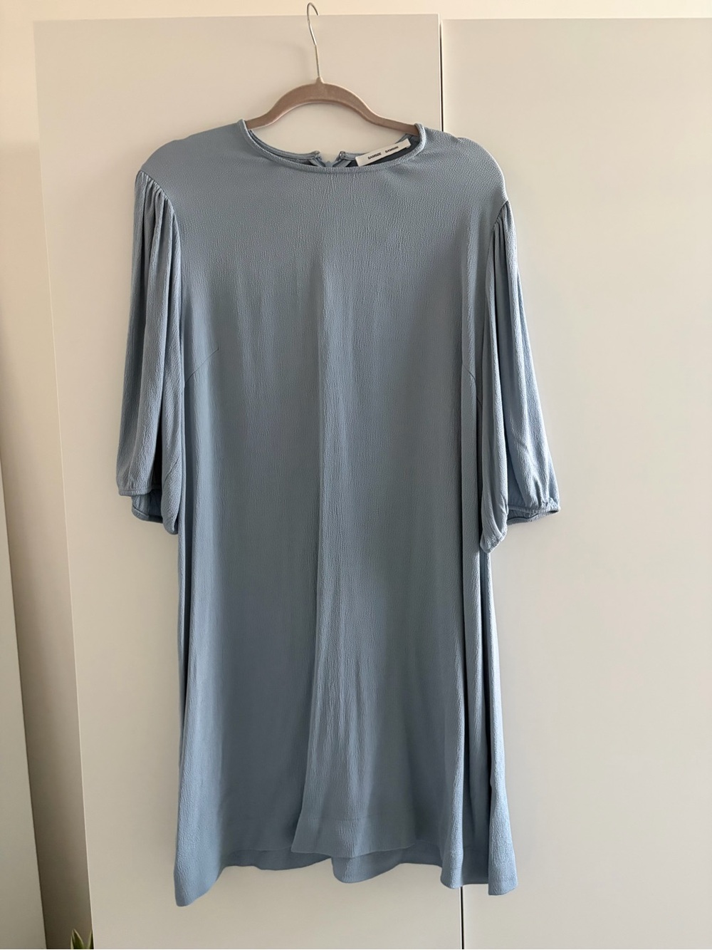 Samsoe Samsoe Aram Short-Sleeve Mini Dress in Dusty Blue